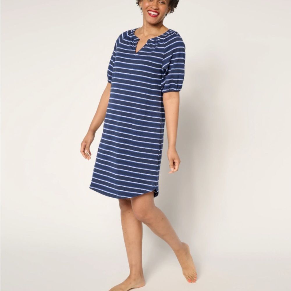 Cuddl Duds Jacquard Knit Lounge Dress Blue Size Large